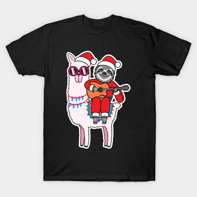 Sloth Santa Llama T-Shirt by Plushism